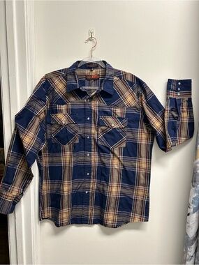 Vintage 90’s Canyon Guide Outfitters XL Western Pearl Snap Plaid Cowboy shirt